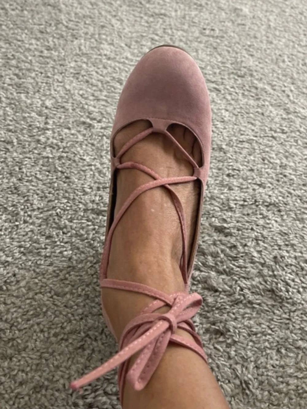 Adrienne Vittadini Dusty Pink Suede Lace-Up Wedge Pumps - Picture 3 of 4